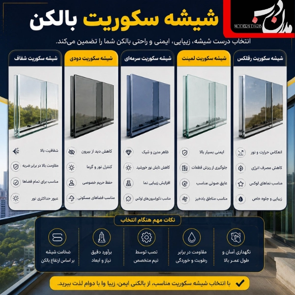 انواع شیشه سکوریت بالکن